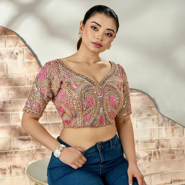 Dusty_Brown_Embroidered_Mirror_Work_Bridal_Blouse_For_Women