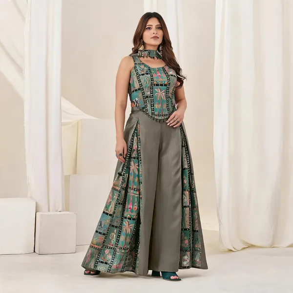 Olive_Green_Viscose_Embroidered_Indo_Western_Palazzo_Set_For_Women