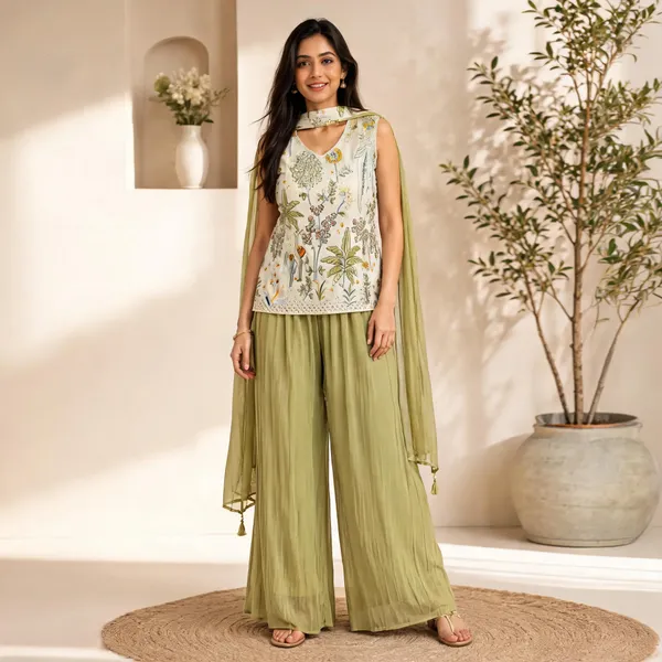 Sage_Green_Cotton_Embroidered_Indo-Western_Palazzo_Set_For_Women