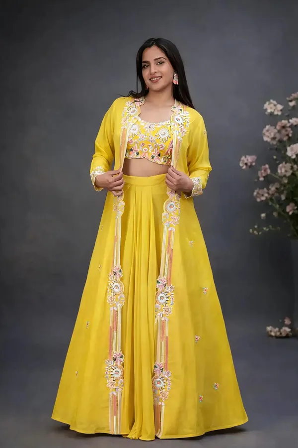 Mustard_Floral_Printed_Embroidered_Indo_Western_Co-Ord_Set_For_Women