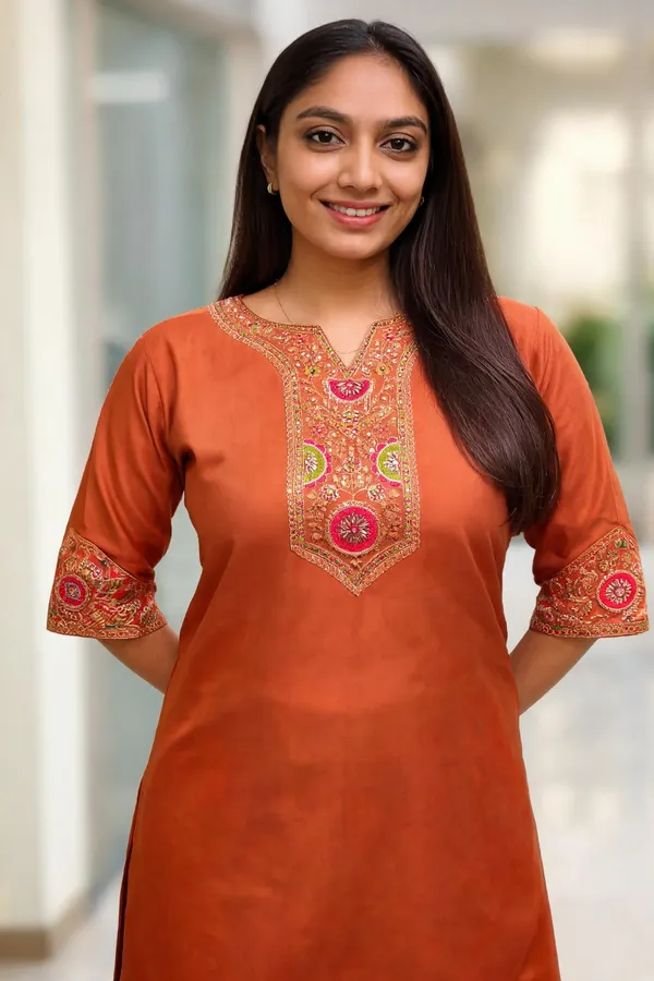 Rust_Orange_Roman_Silk_Embroidered_Khatli_Work_Palazzo_Set_For_Women