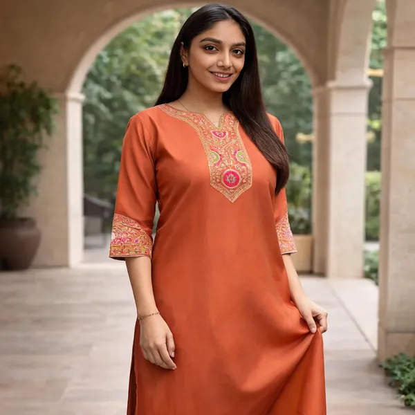 Rust_Orange_Roman_Silk_Embroidered_Khatli_Work_Palazzo_Set_For_Women