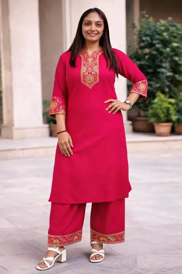 Rani_Pink_Roman_Silk_Embroidered_Kurta_Palazzo_Set_For_Women