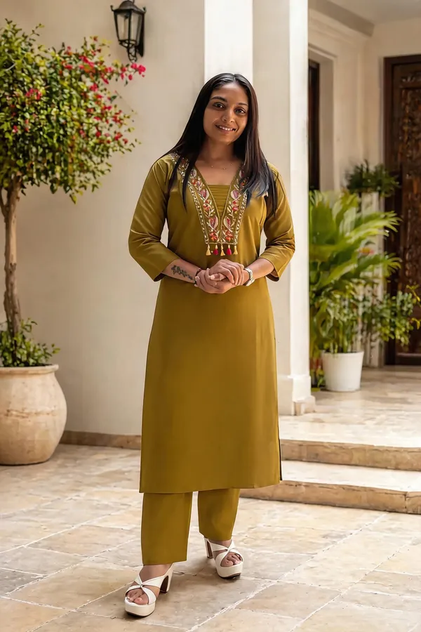 Green_Titan_Silk_Embroidered_Mirror_Work_Kurti_Set_For_Women