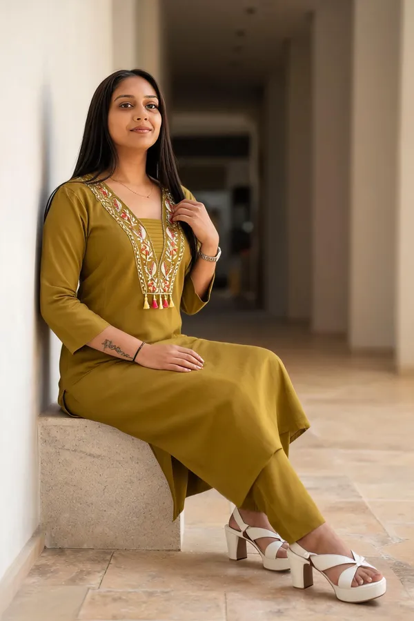 Green_Titan_Silk_Embroidered_Mirror_Work_Kurti_Set_For_Women