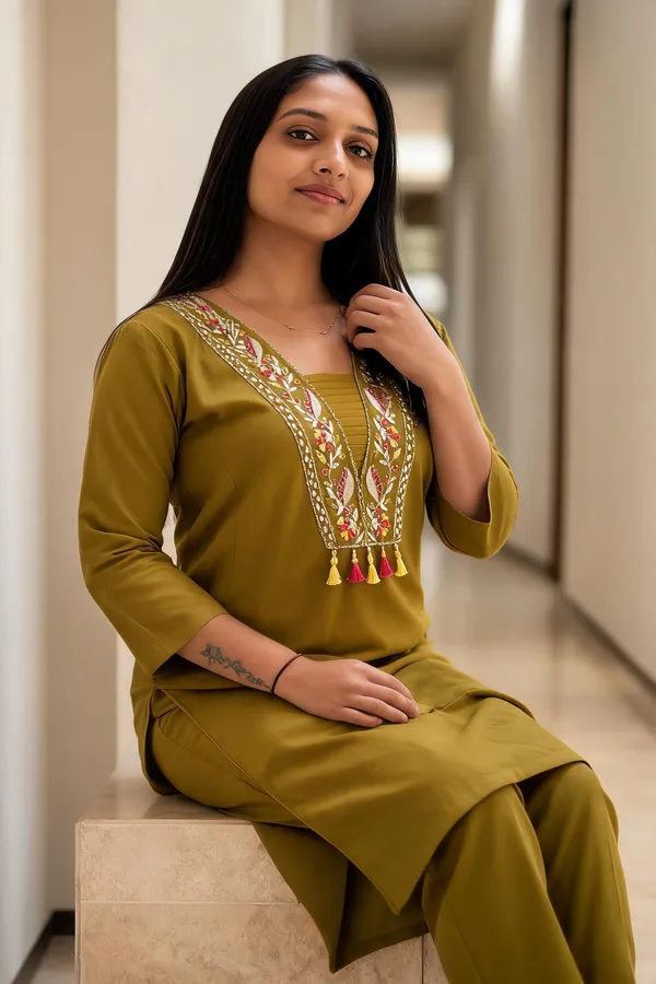 Green_Titan_Silk_Embroidered_Mirror_Work_Kurti_Set_For_Women