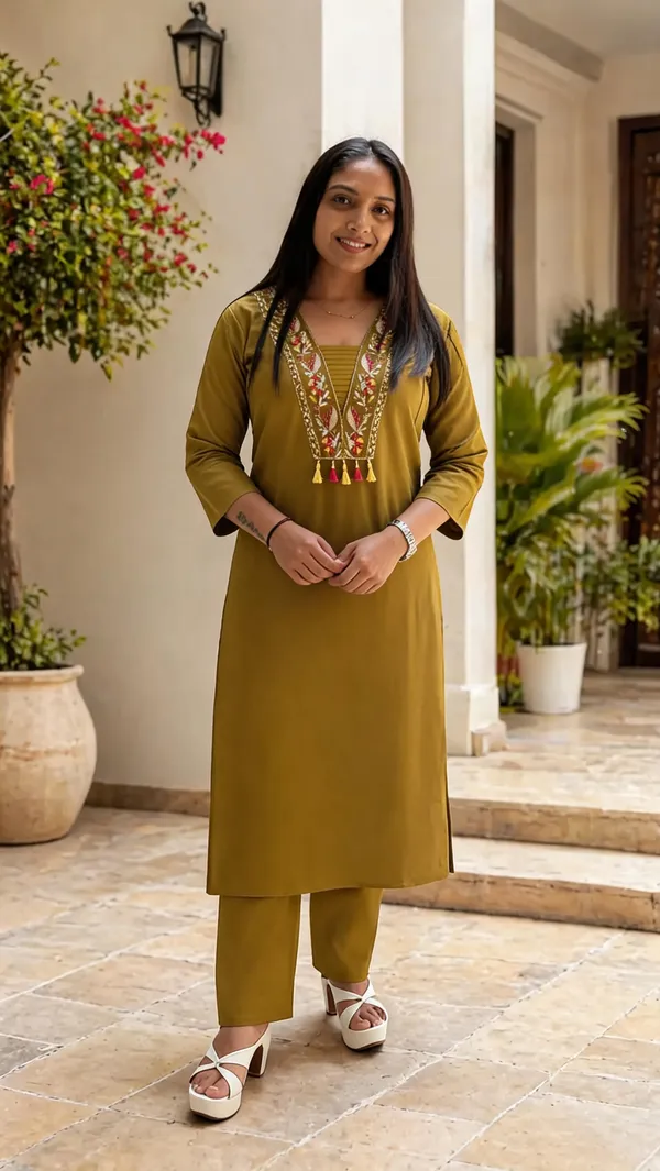 Green_Titan_Silk_Embroidered_Mirror_Work_Kurti_Set_For_Women