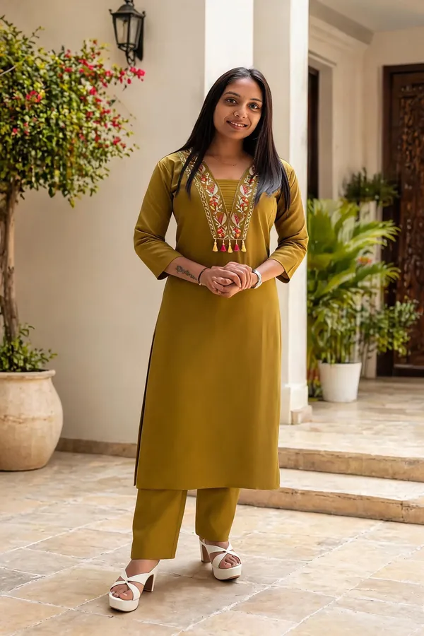 Green_Titan_Silk_Embroidered_Mirror_Work_Kurti_Set_For_Women