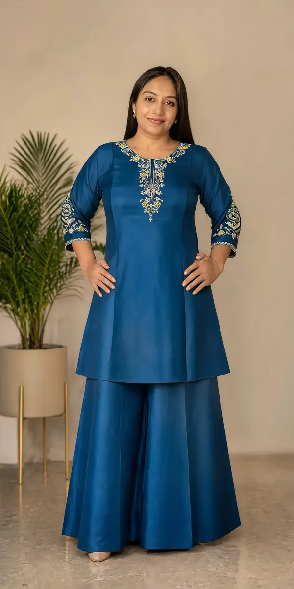 Peach_Embroidered_Khatli_Work_Kurta_Palazzo_Set_For_Women