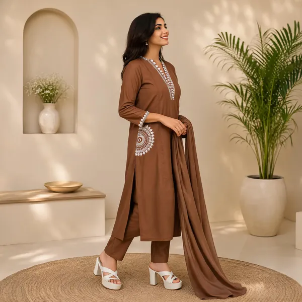 Coffee_Brown_Embroidered_Straight_Kurta_Set_For_Women