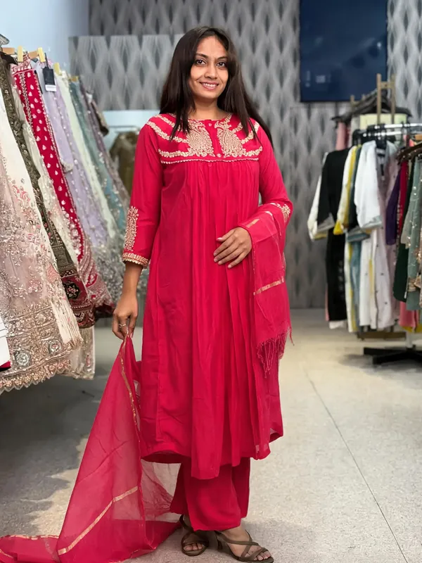 Pink_Cotton_Anarkali_Embroidered_Kurta_Palazzo_Set_For_Women