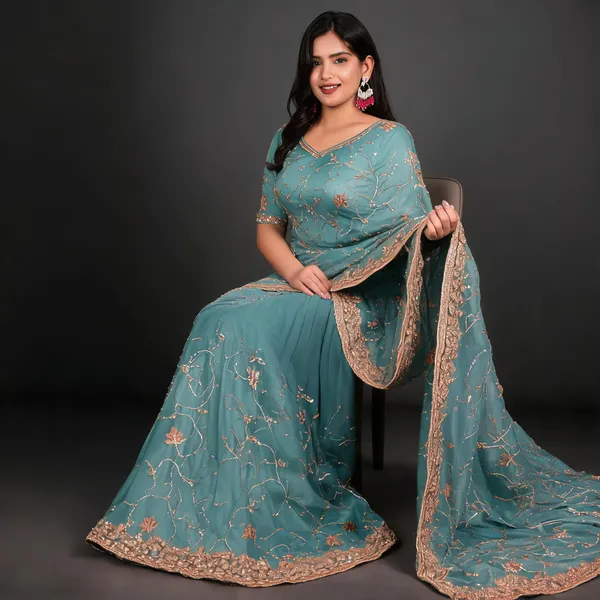 Sea_Green_Salsa_Silk_Embroidered_Beads_Sequence_Saree_For_Women