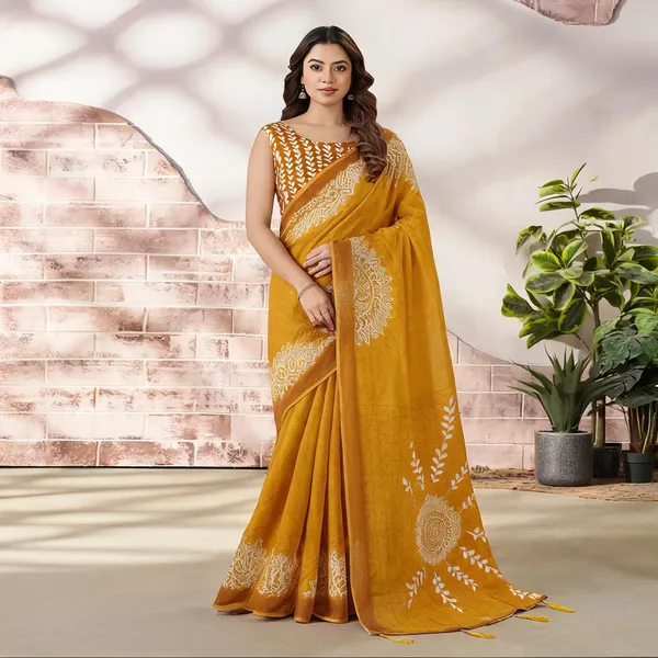 Mustard_Yellow_Cotton_Digital_Print_Saree_For_Women