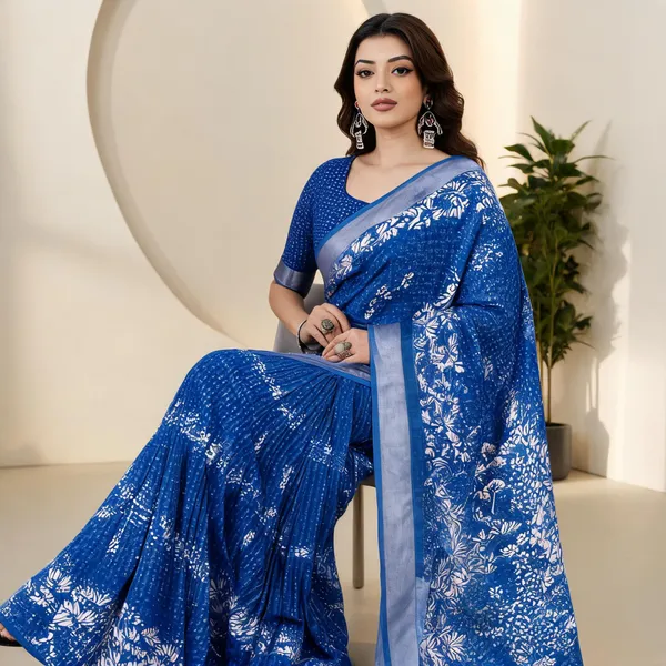 Blue_Cotton_Digital_Print_Saree_For_Women