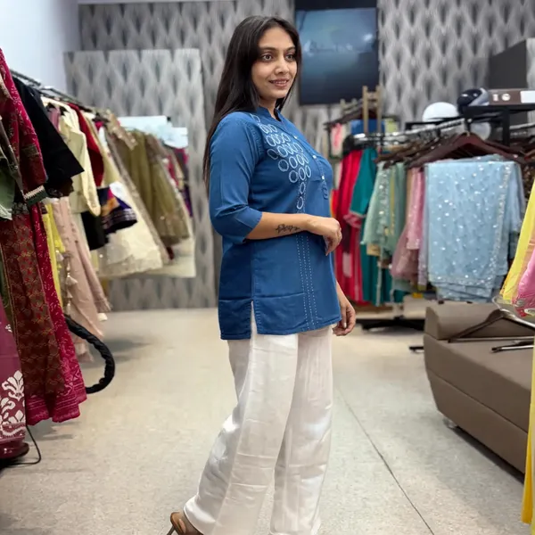 Royal_Blue_Cotton_Embroidered_Tunic_For_Women