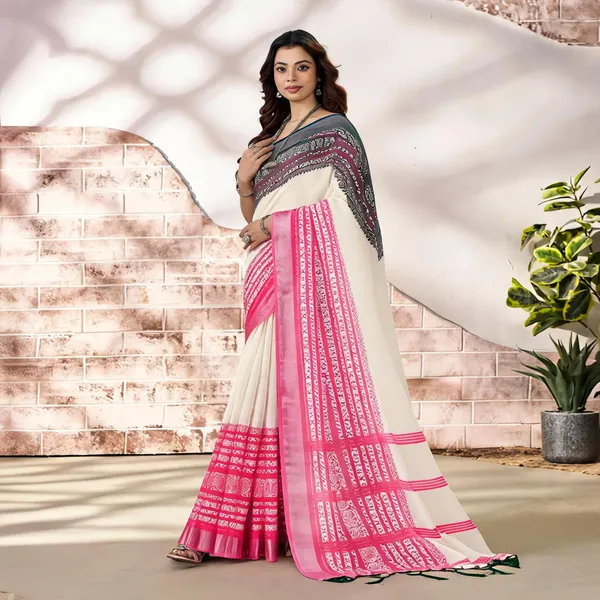 Off_White_Cotton_Digital_Print_Saree_For_Women