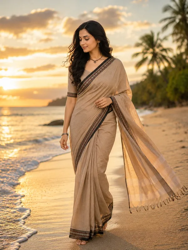 Shraddha_Beiege_Narayanapet_Pure_Handloom_Cotton_Saree_With_Running_Blouse_Piece_Same_Saree_Color_For_Women