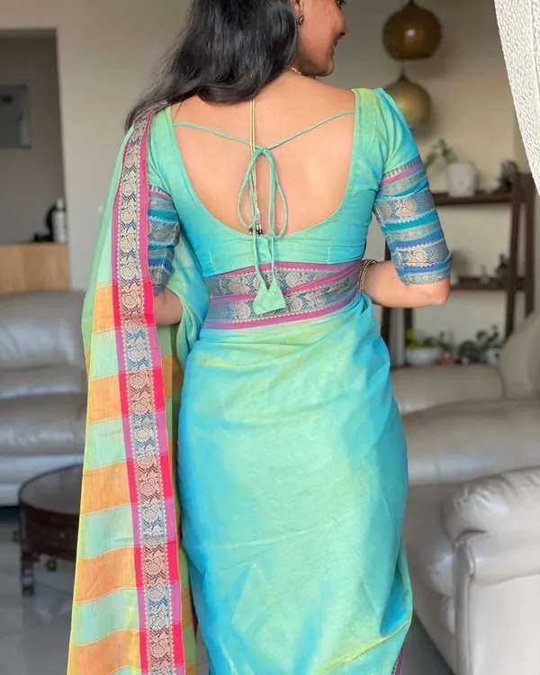 Shravvya_Narayanpeth_Pure_Mercerised_Cotton_Saree_With_Running_Blouse_PIece_Same_As_Saree