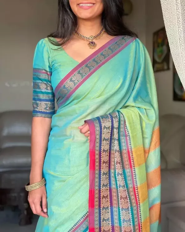 Shravvya_Narayanpeth_Pure_Mercerised_Cotton_Saree_With_Running_Blouse_PIece_Same_As_Saree