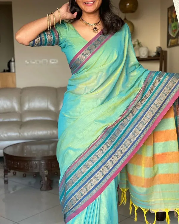Shravvya_Narayanpeth_Pure_Mercerised_Cotton_Saree_With_Running_Blouse_PIece_Same_As_Saree