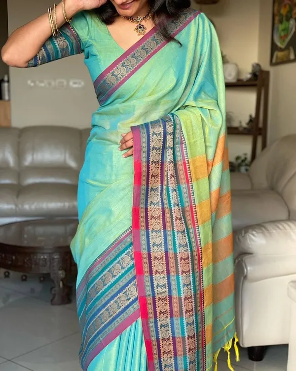 Shravvya_Narayanpeth_Pure_Mercerised_Cotton_Saree_With_Running_Blouse_PIece_Same_As_Saree