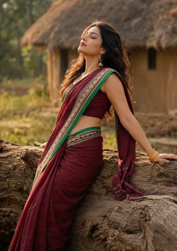 Vedika_Marron_Authentic_Narayanpet_Pure_Handloom_Cotton_Saree_With_Running_Blouse__For_Women