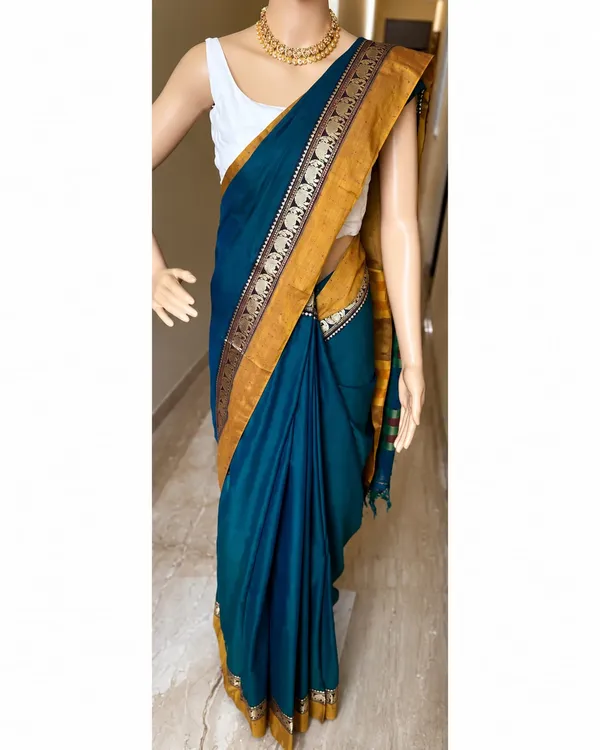 Elephant_Border_Traditional_Handloom_Pure_Mercerized_Cotton_Saree_With_Running_Blouse_Piece_(Rama)