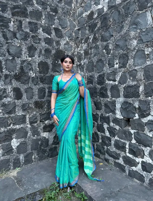 Shraddha_Teal_green_Narayanapet_Pure_Handloom_Masarai_Cotton_Saree_With_Running_Blouse_Piece_Same_Saree_Color_For_Women