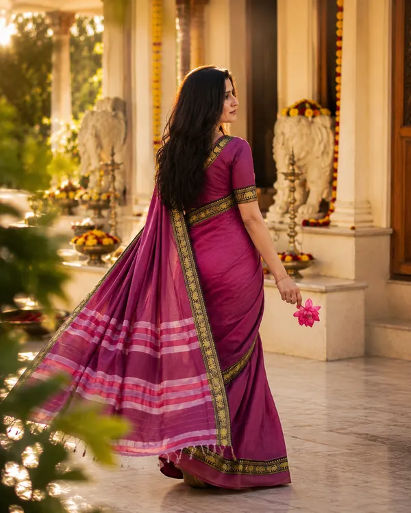 Dual_Tone_Elephant_Pink_Small_Border_Narayanpet_Pure_Handloom_Cotton_Sarees_With_Running_Blouse_Piece_For_Women