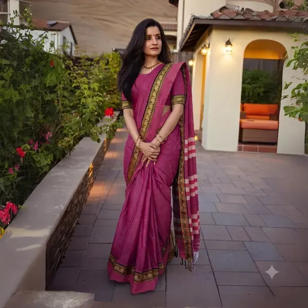 Dual_Tone_Elephant_Pink_Small_Border_Narayanpet_Pure_Handloom_Cotton_Sarees_With_Running_Blouse_Piece_For_Women