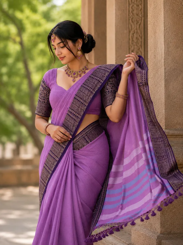 Baby_pink_Cotton_Silk_Saree_With_Black_Woven_Border_For_Women