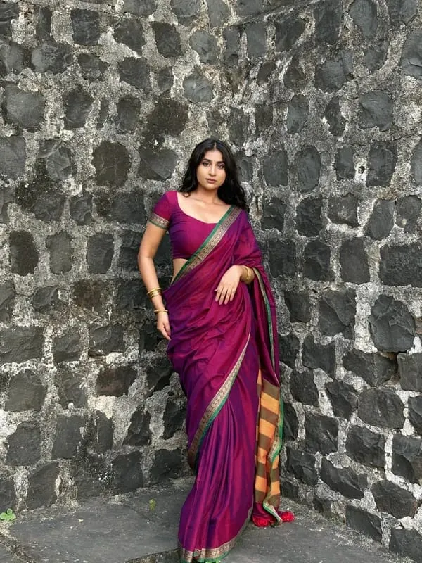 Shraddha_Magenta_Narayanapet_Pure_Handloom_Cotton_Saree_With_Blouse_Piece_Same_Saree_Color_For_Women