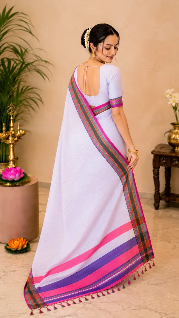 Anuradha_White_Lining_Pattern_Authentic_Pure_Narayanpet_Cotton_Saree_Masarai_Cotton_With_Running_Blouse_Piece_For_Women
