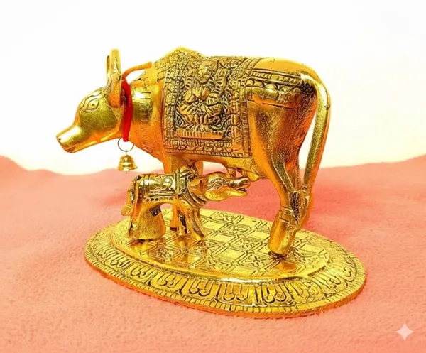 Brown_Brass_Cow_And_Calf_Idol_For_Home_Decor