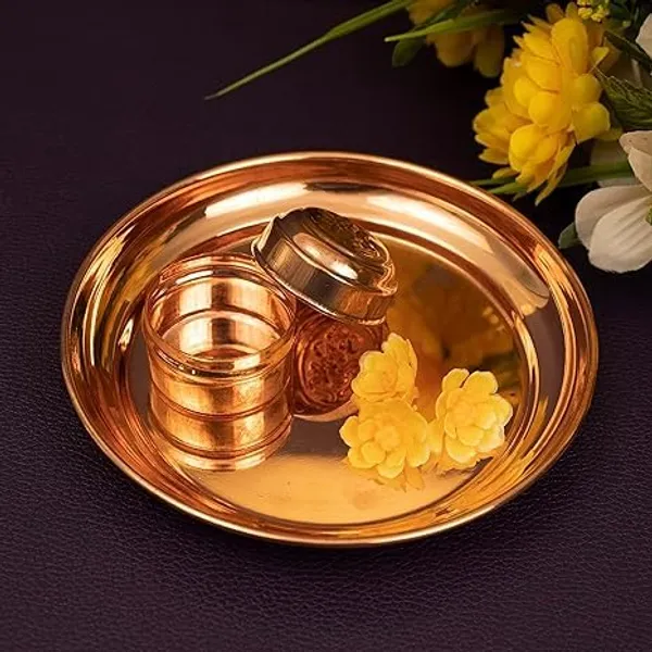 Brown_Brass_Pooja_Thali_And_Plate_For_Home_Decor_Pack_Of_2