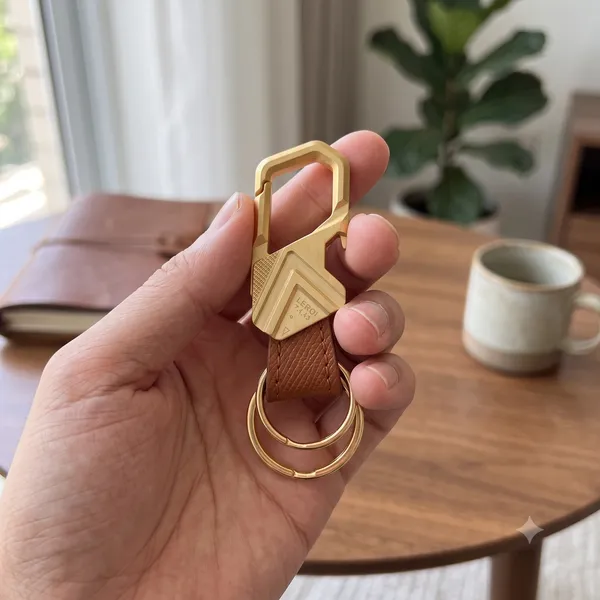Festilo_Luxury_Gold_Metal_Carabiner_Keychain_with_Integrated_Bottle_Opener_|_Heavy-Duty_EDC_Key_Organizer_with_Textured_Tan_Leather_Strap_&_Dual_Split_Rings_for_Car,_Bike,_Home_&_Office_Keys_|_Premium_Gift_for_Men_&_Women