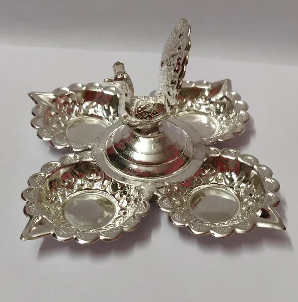Brown_German_Silver_Panchmukhi_Diya_For_Home_Decor