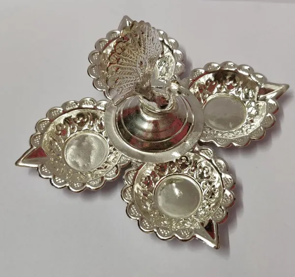 Brown_German_Silver_Panchmukhi_Diya_For_Home_Decor