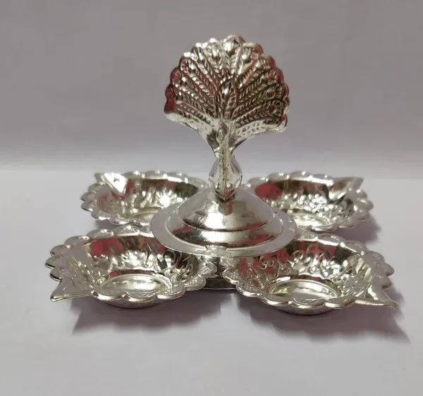 Brown_German_Silver_Panchmukhi_Diya_For_Home_Decor