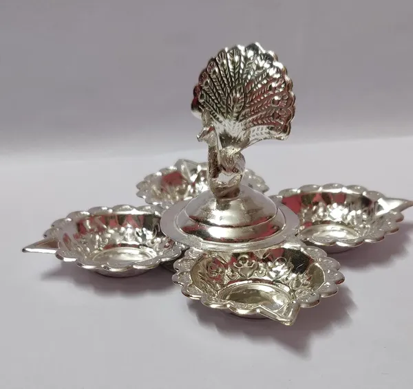 Brown_German_Silver_Panchmukhi_Diya_For_Home_Decor