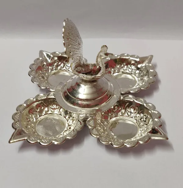 Brown_German_Silver_Panchmukhi_Diya_For_Home_Decor