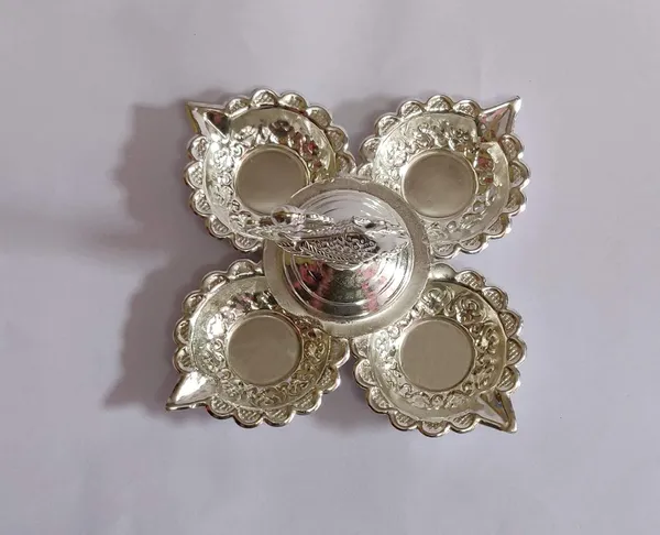 Brown_German_Silver_Panchmukhi_Diya_For_Home_Decor