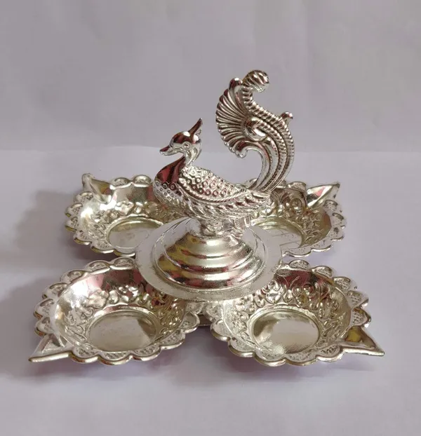 Brown_German_Silver_Panchmukhi_Diya_For_Home_Decor
