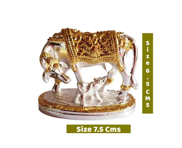 Silver_And_Gold_Metal_Cow_Figurine_For_Home_Decor