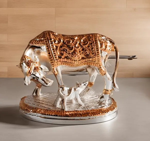 Silver_And_Gold_Metal_Cow_Figurine_For_Home_Decor