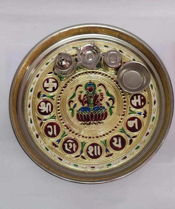 Golden_Stainless_Steel_Meenakari_Pooja_Thali_For_Home_Decor