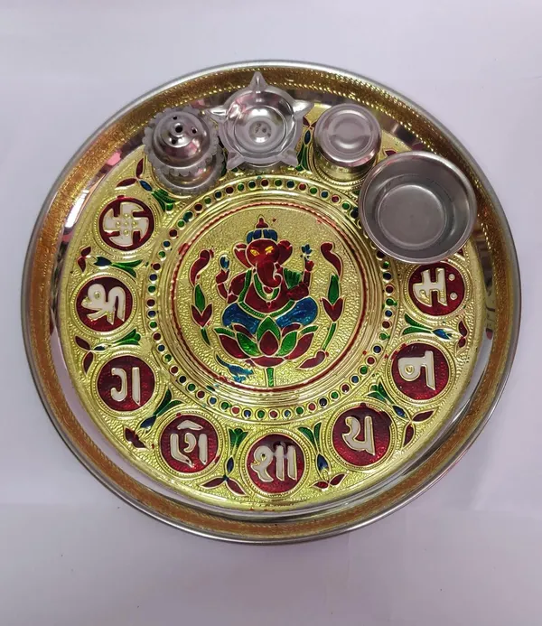 Gold_Stainless_Steel_Pooja_Thali_And_Plate_For_Home_Decor