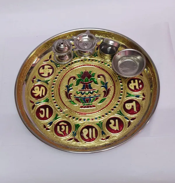 Gold_Stainless_Steel_Pooja_Thali_And_Plate_For_Home_Decor