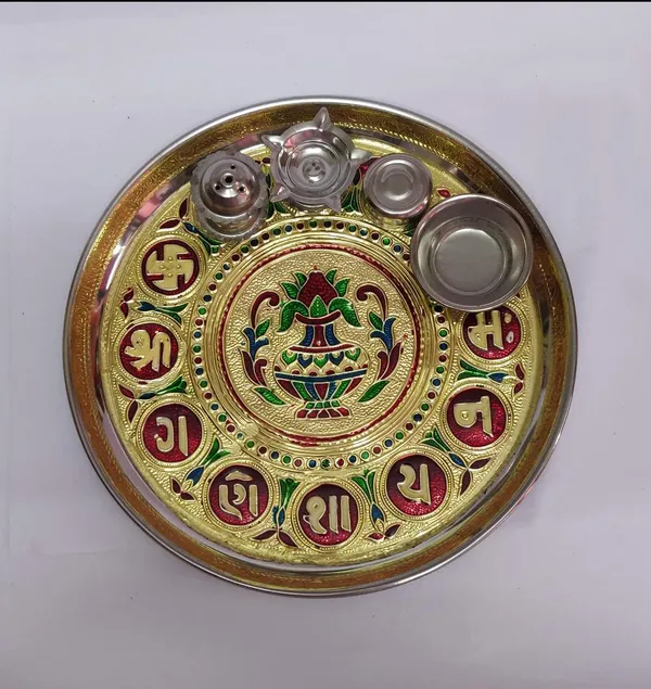 Gold_Stainless_Steel_Pooja_Thali_And_Plate_For_Home_Decor