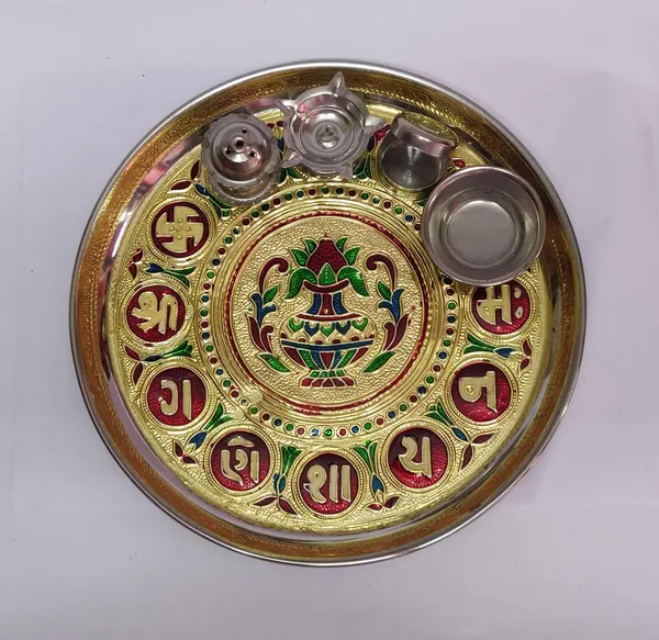 Gold_Stainless_Steel_Pooja_Thali_And_Plate_For_Home_Decor